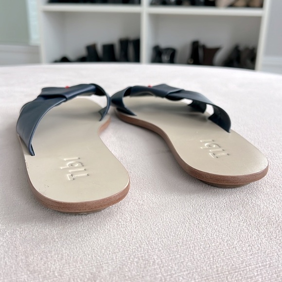 Tibi Womens Leather Knot Flat Sandals - navy - size 37.5 - Picture 8 of 10